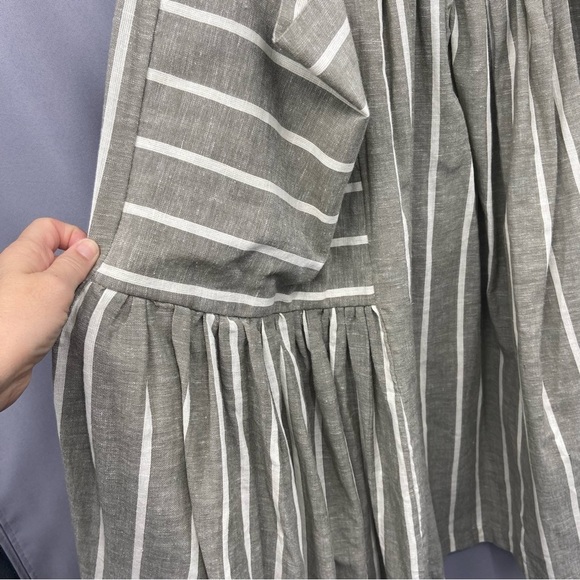 asos Linen Blend Striped Midi Skirt with Oversized Pockets Size 0 - Picture 8 of 11